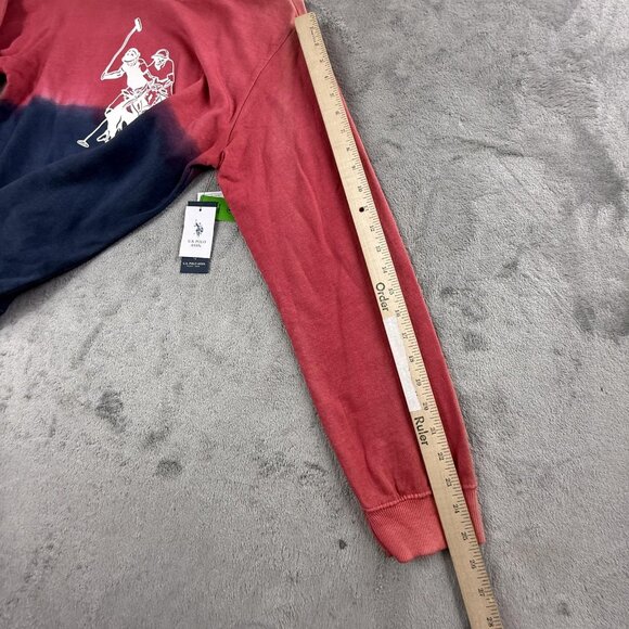 US Polo Assn Sweater Boys 2XL Red Blue Crewneck Pullover Dip Dye Logo Preppy - Picture 8 of 13